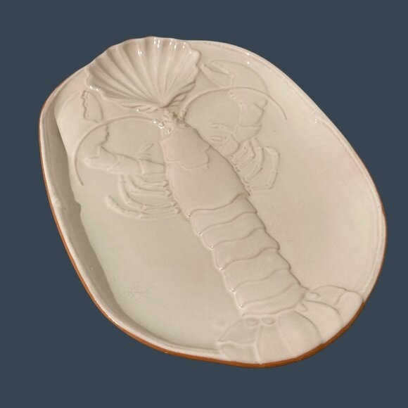 Romertoph Lobster Platter White Glazed Terracotta Rosa Reco Oval Serving Dish - Picture 2 of 6